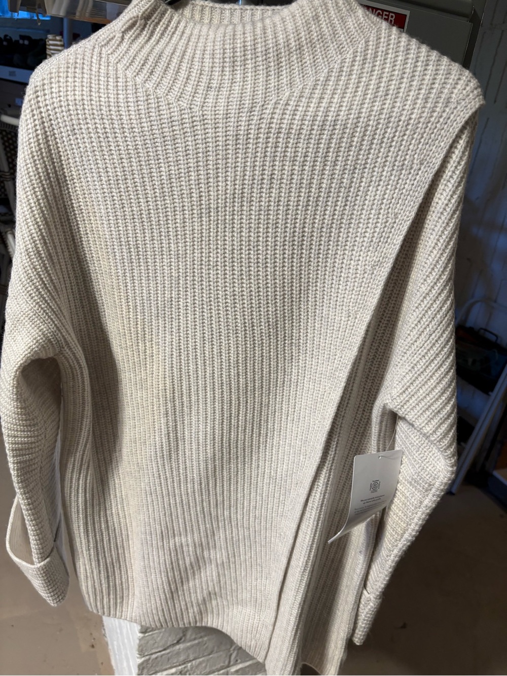 Athleta Cream Ribbed Turtleneck Sweater